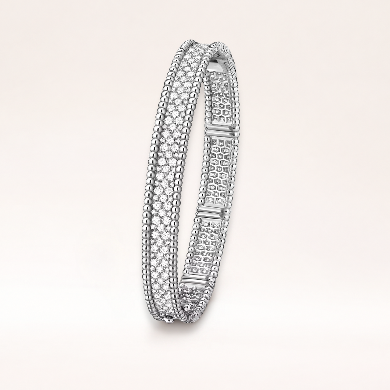 Three Row Pavé Beaded Bracelet Medium Model