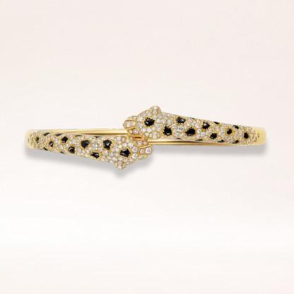 Panther Motif Half-Paved Cuff Bracelet