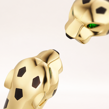 Articulated Leopard Head Open Bangle Bracelet