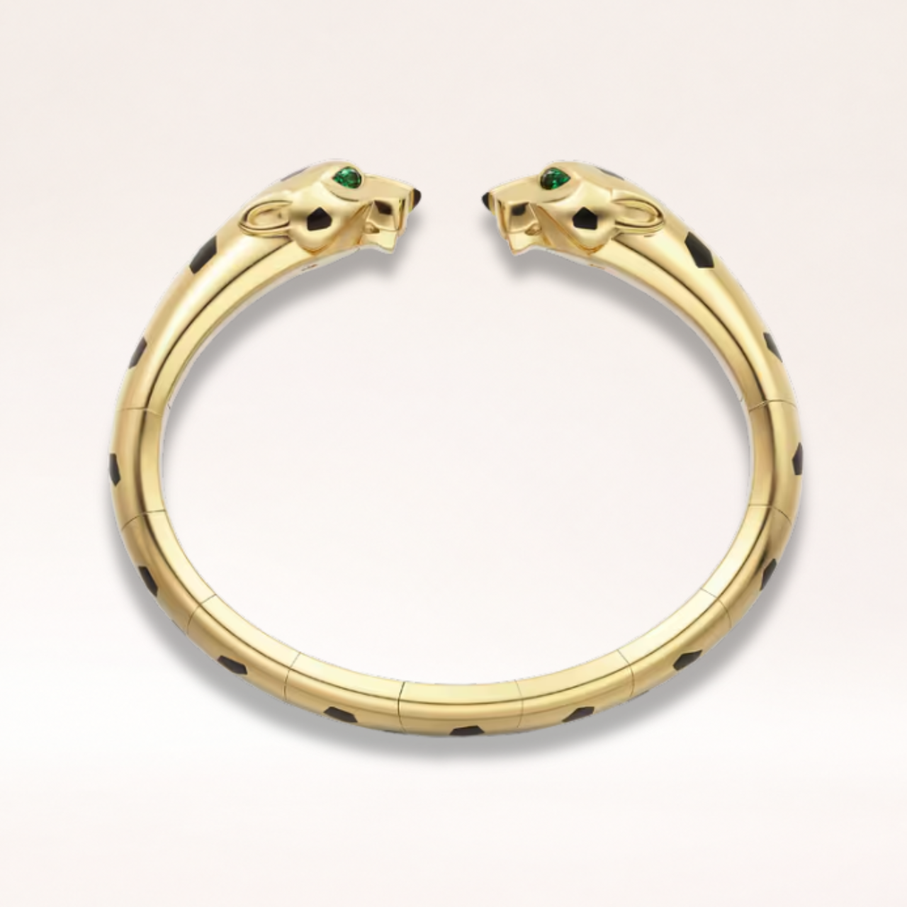 Articulated Leopard Head Open Bangle Bracelet