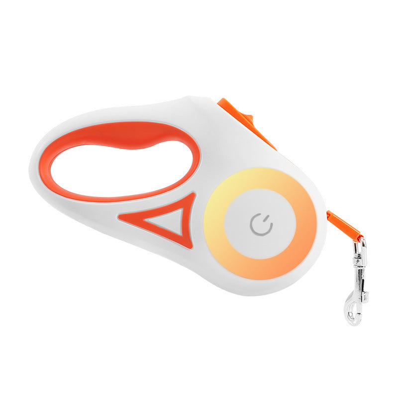 White and orange electronic device with a keychain clip on a white background