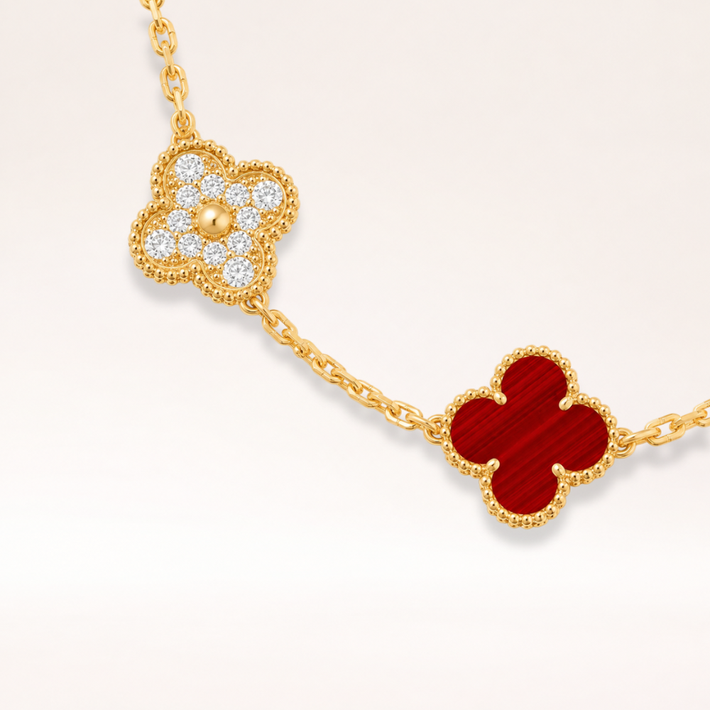 Vintage Five-Motif Red Stone Mix Bracelet