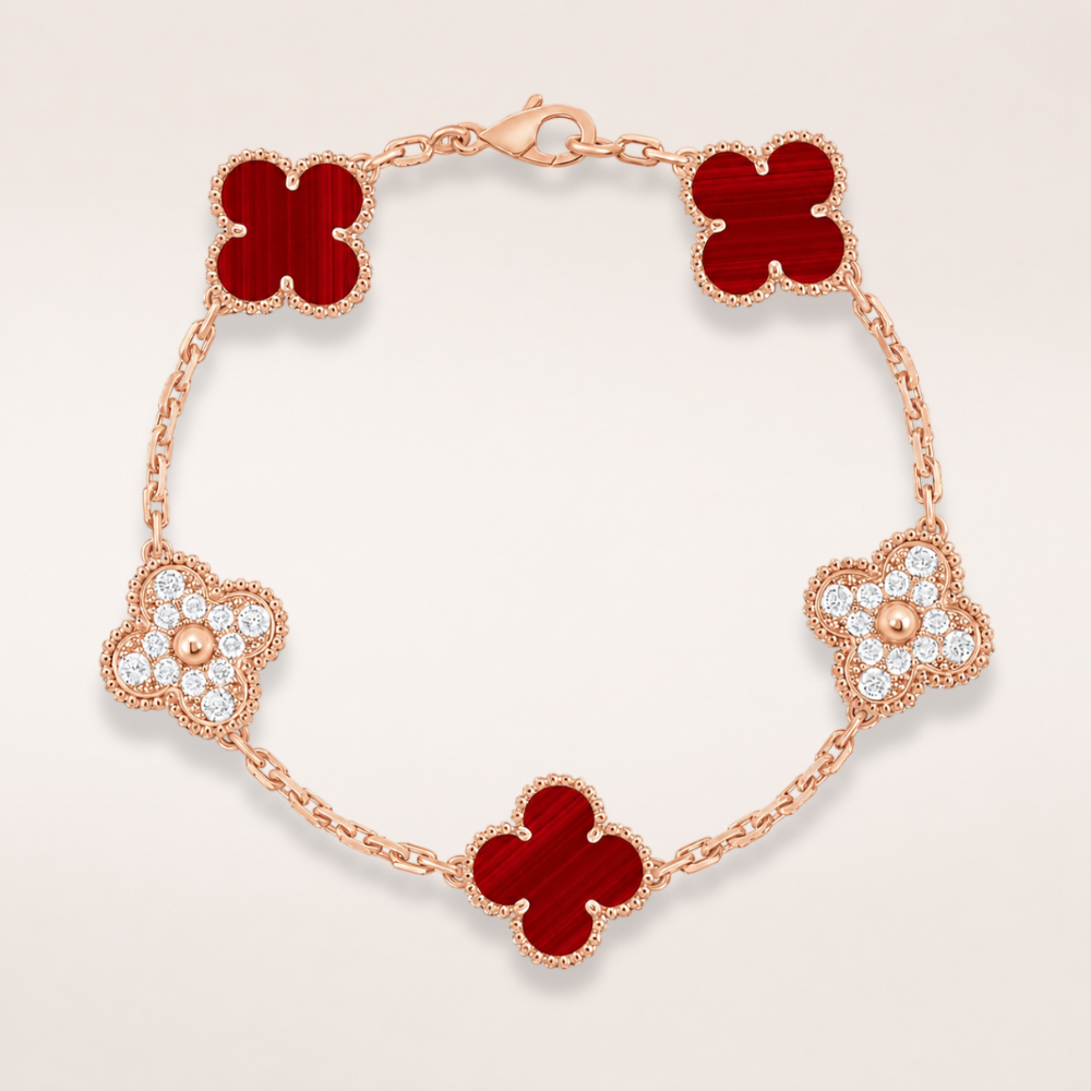 Vintage Five-Motif Red Stone Mix Bracelet