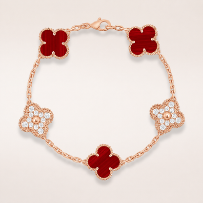 Vintage Five-Motif Red Stone Mix Bracelet