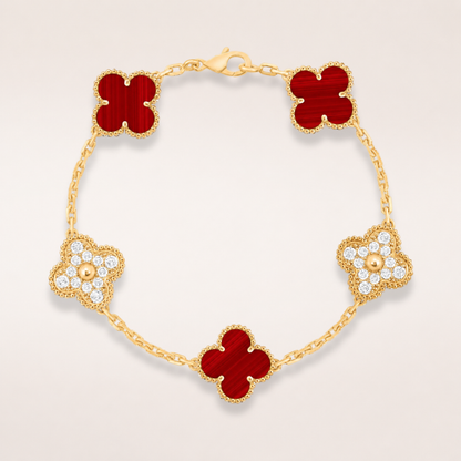 Vintage Five-Motif Red Stone Mix Bracelet