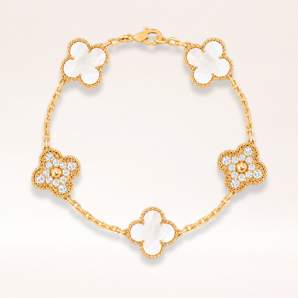 Vintage Five Motifs Mother Of Pearl Mix Bracelet