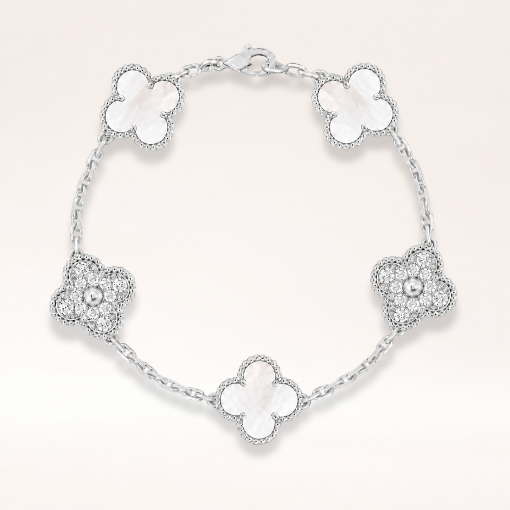 Vintage Five Motifs Mother Of Pearl Mix Bracelet
