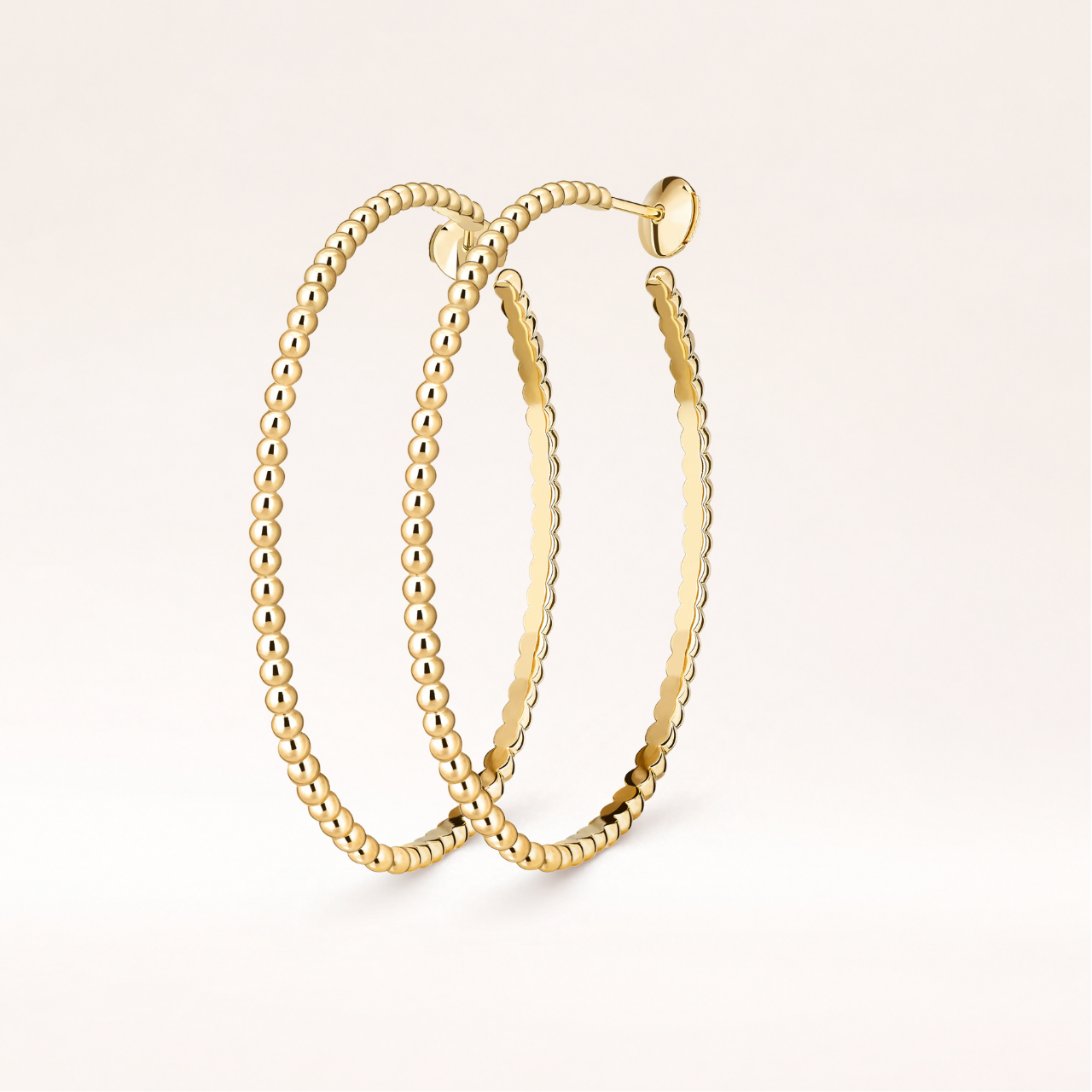 Large Gold Bead Hoop Earrings