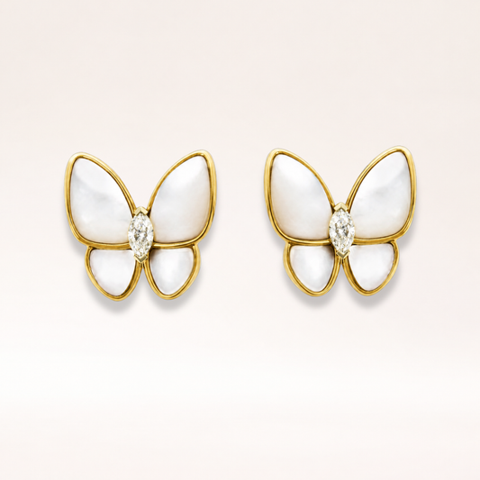 Two Butterfly Mother of Pearl Earrings