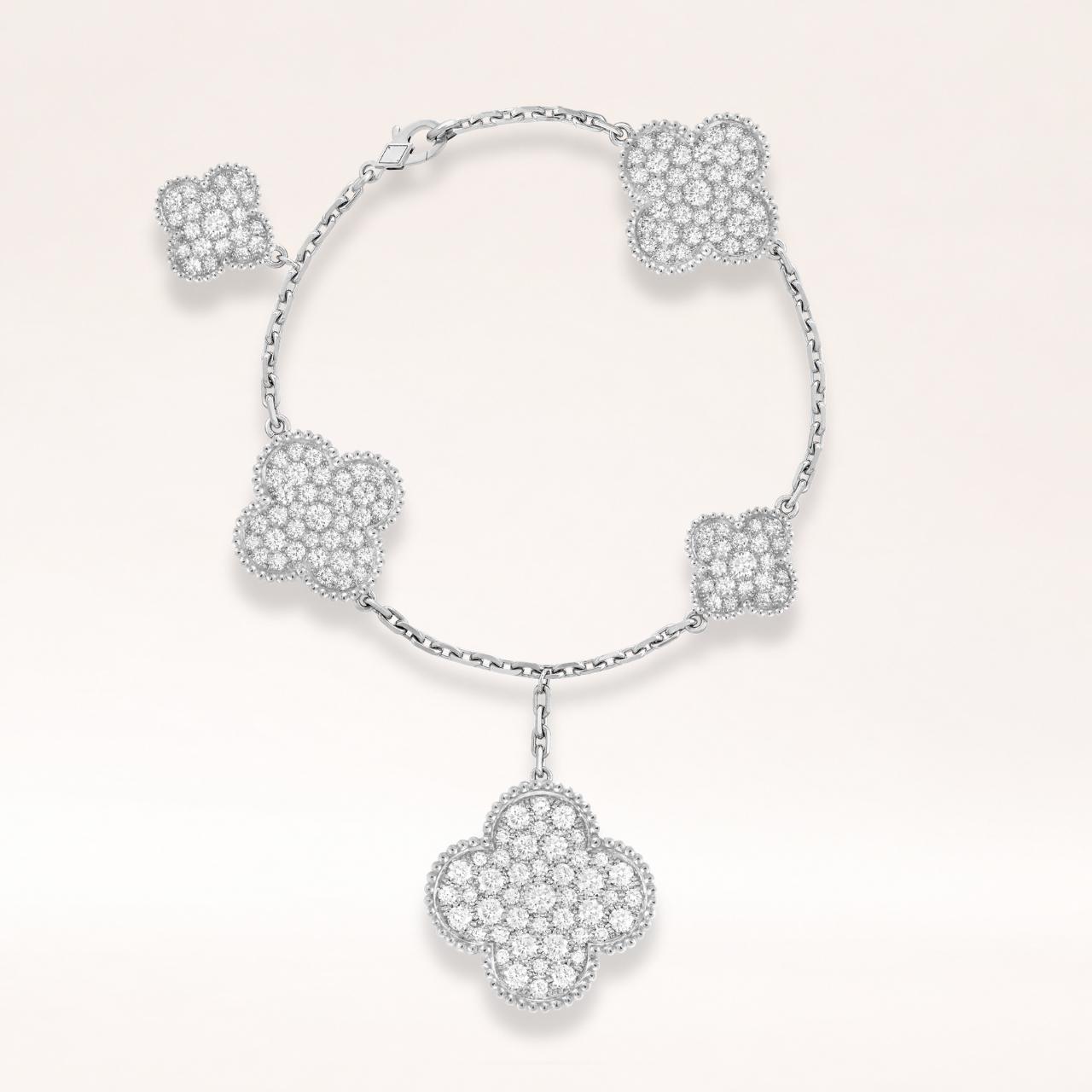 Five Motifs Pavé Clover Charm Bracelet