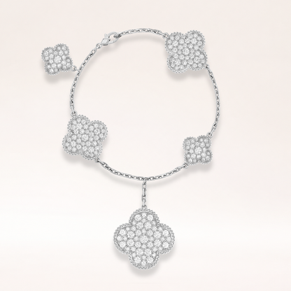 Five Motifs Pavé Clover Charm Bracelet