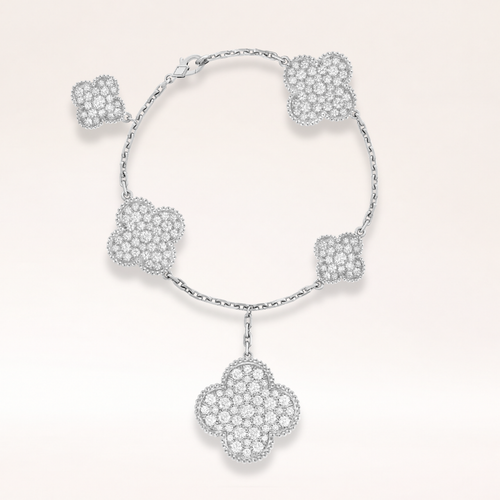 Five Motifs Pavé Clover Charm Bracelet