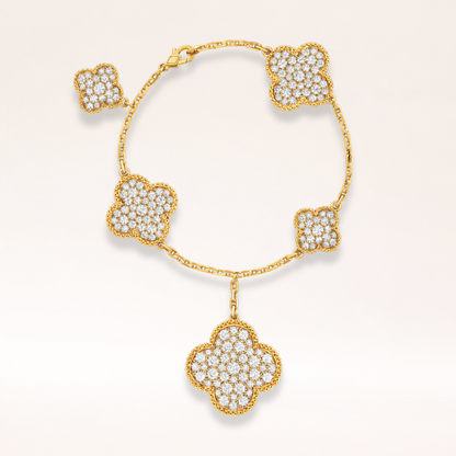 Five Motifs Pavé Clover Charm Bracelet