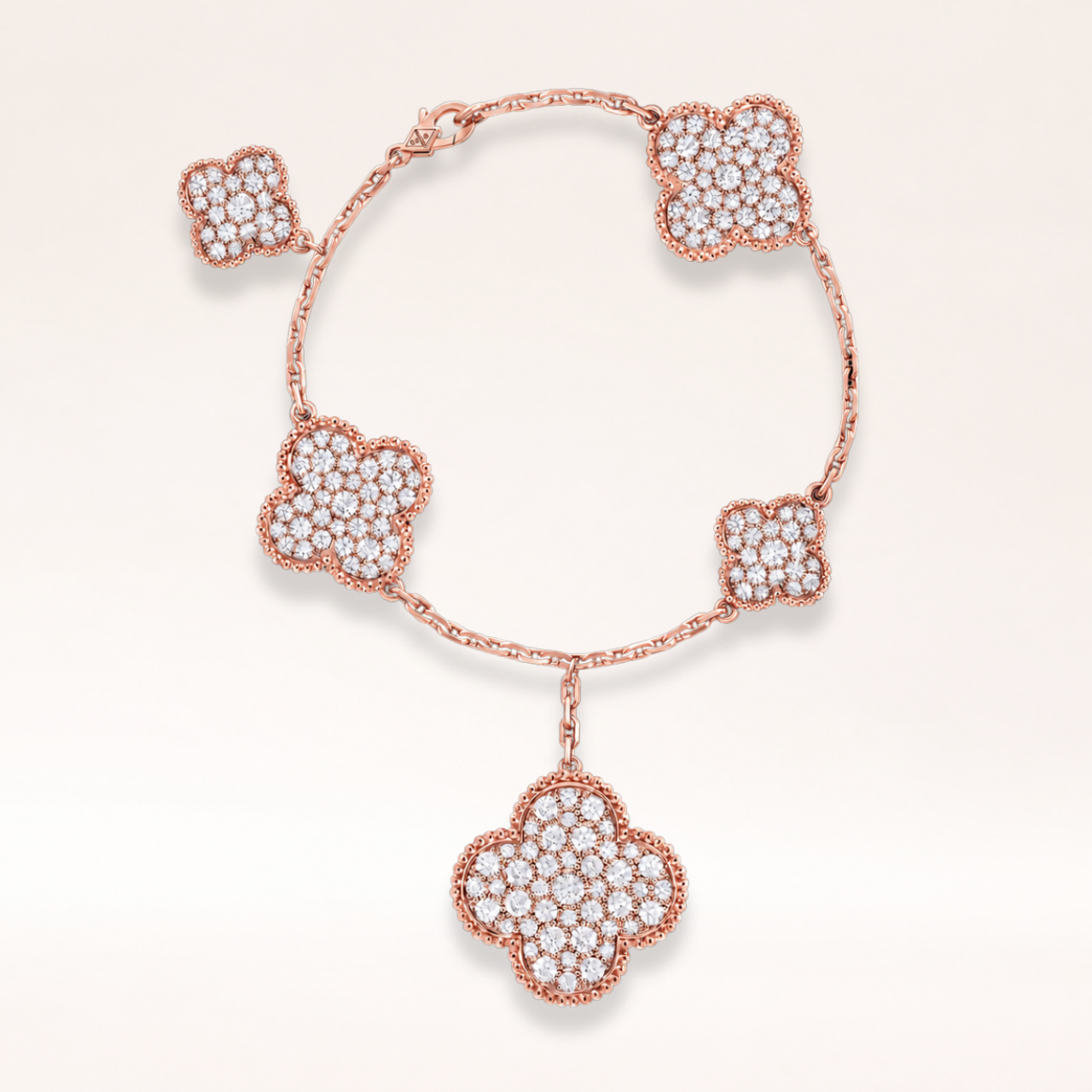 Five Motifs Pavé Clover Charm Bracelet