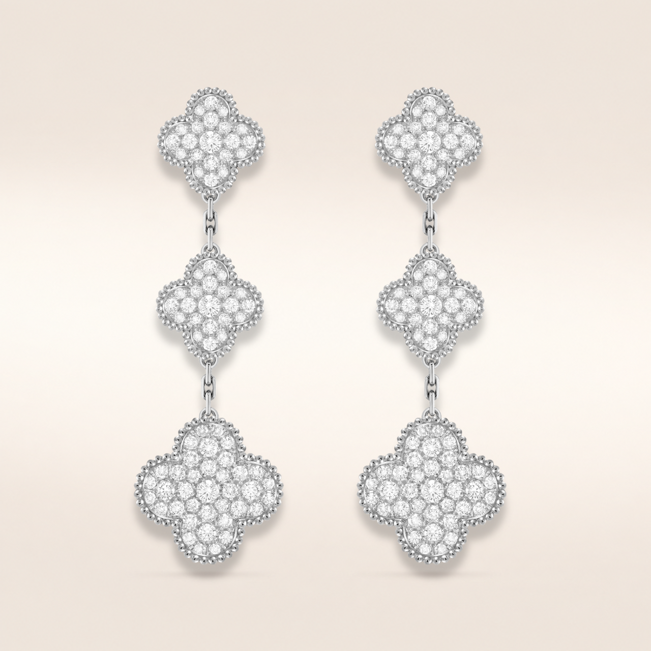 Three Motif Pavé Clover Earrings