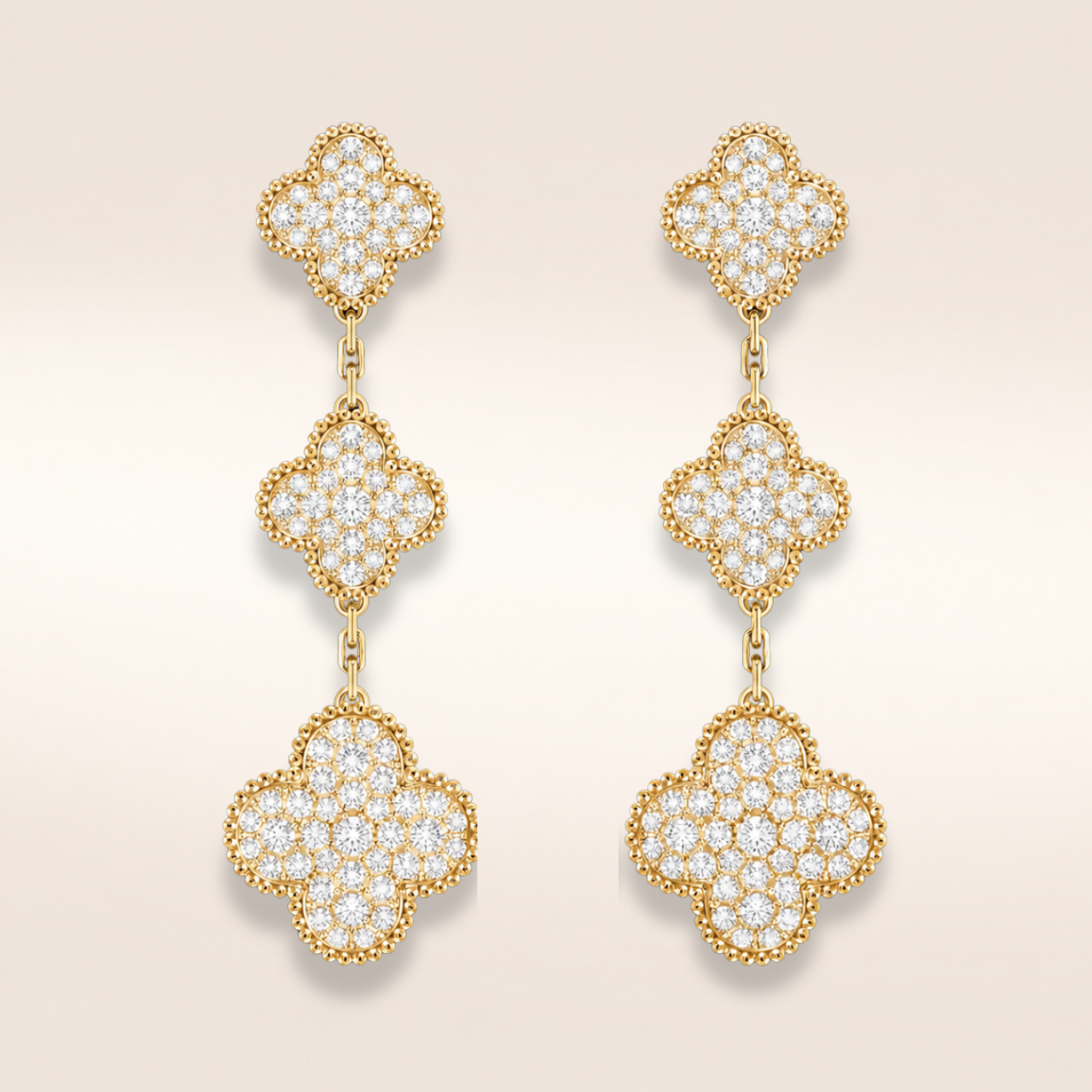 Three Motif Pavé Clover Earrings