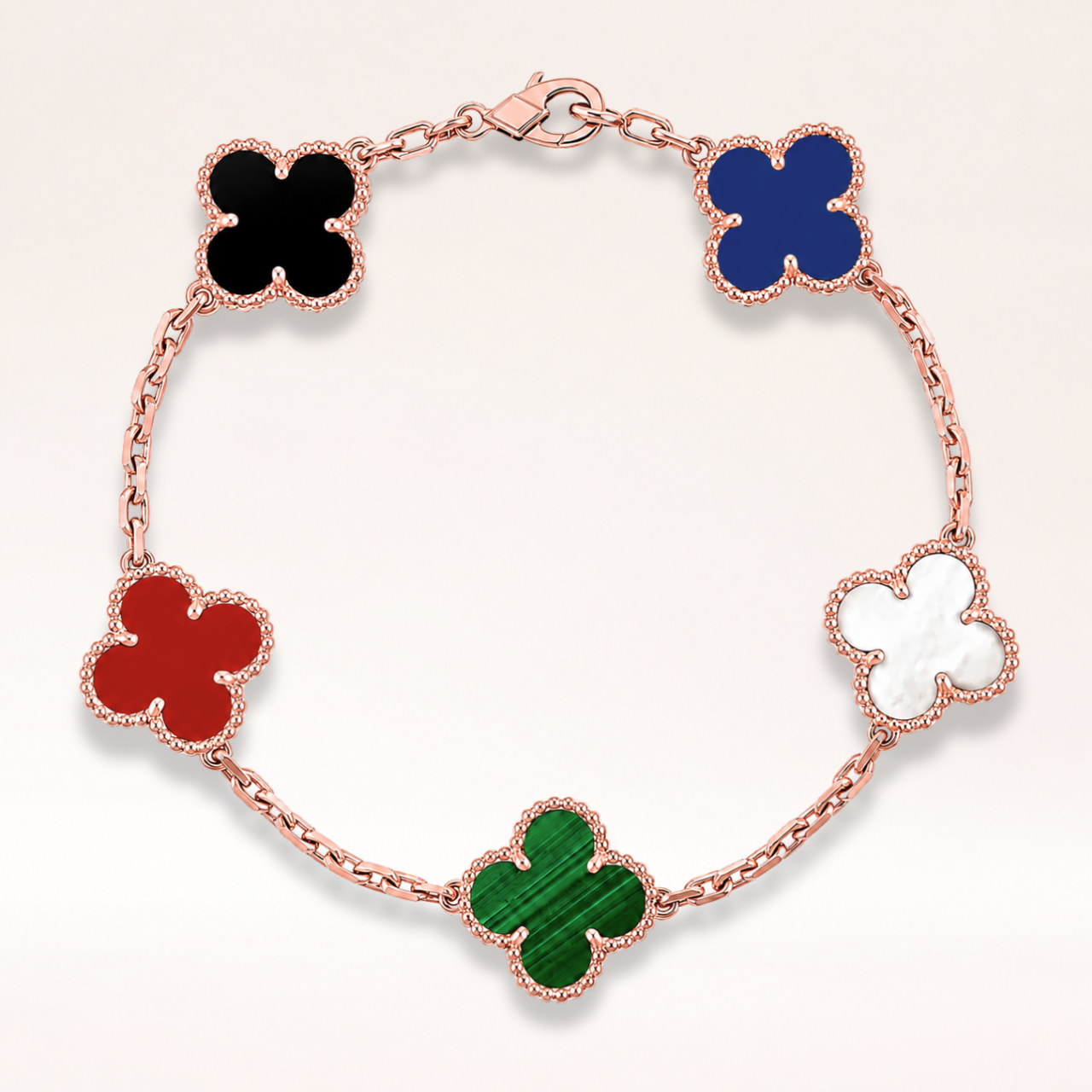 Multicolor 5 Motifs Bracelet Mother of Pearl Onyx