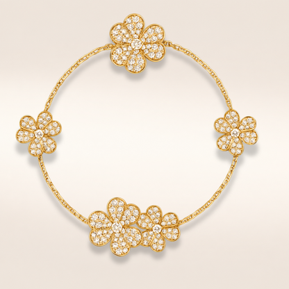 Elegant Frivole Five Flower Pavé Bracelet