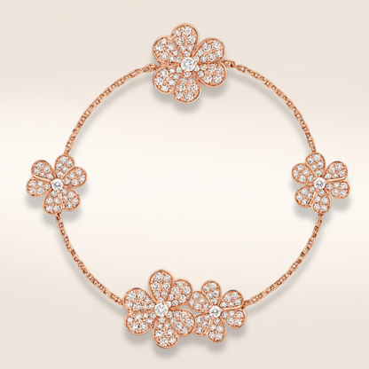 Elegant Frivole Five Flower Pavé Bracelet