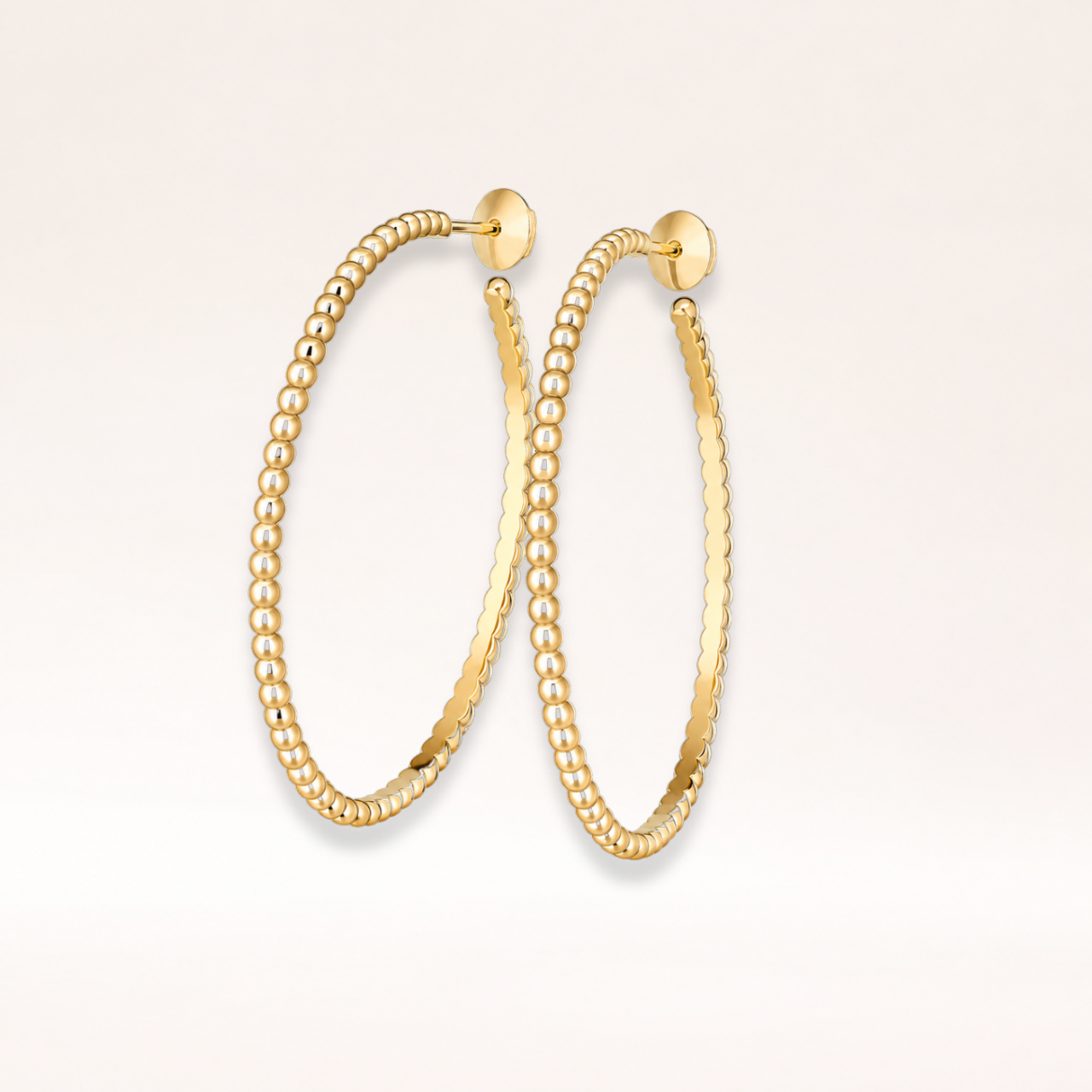 Large Gold Bead Hoop Earrings