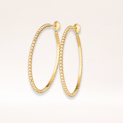 Large Gold Bead Hoop Earrings