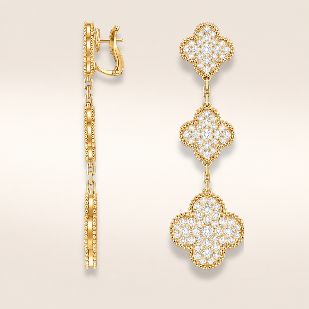 Three Motif Pavé Clover Earrings