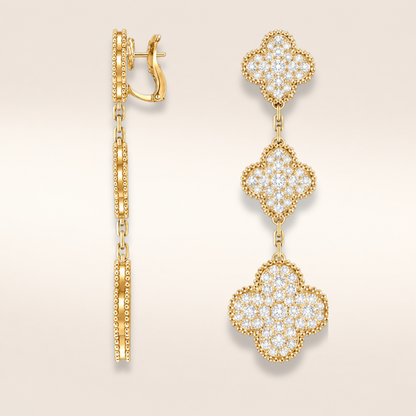 Three Motif Pavé Clover Earrings