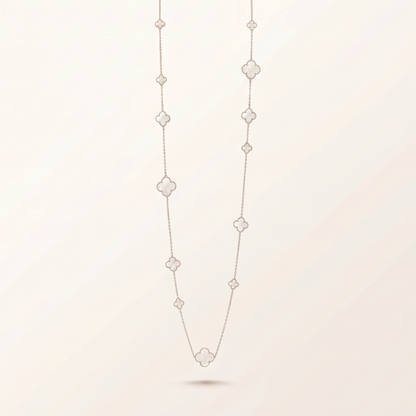 Alhambra White Inlay Long Clover Necklace
