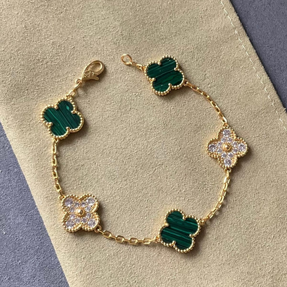 Vintage Five-Motif Malachite Mix Bracelet