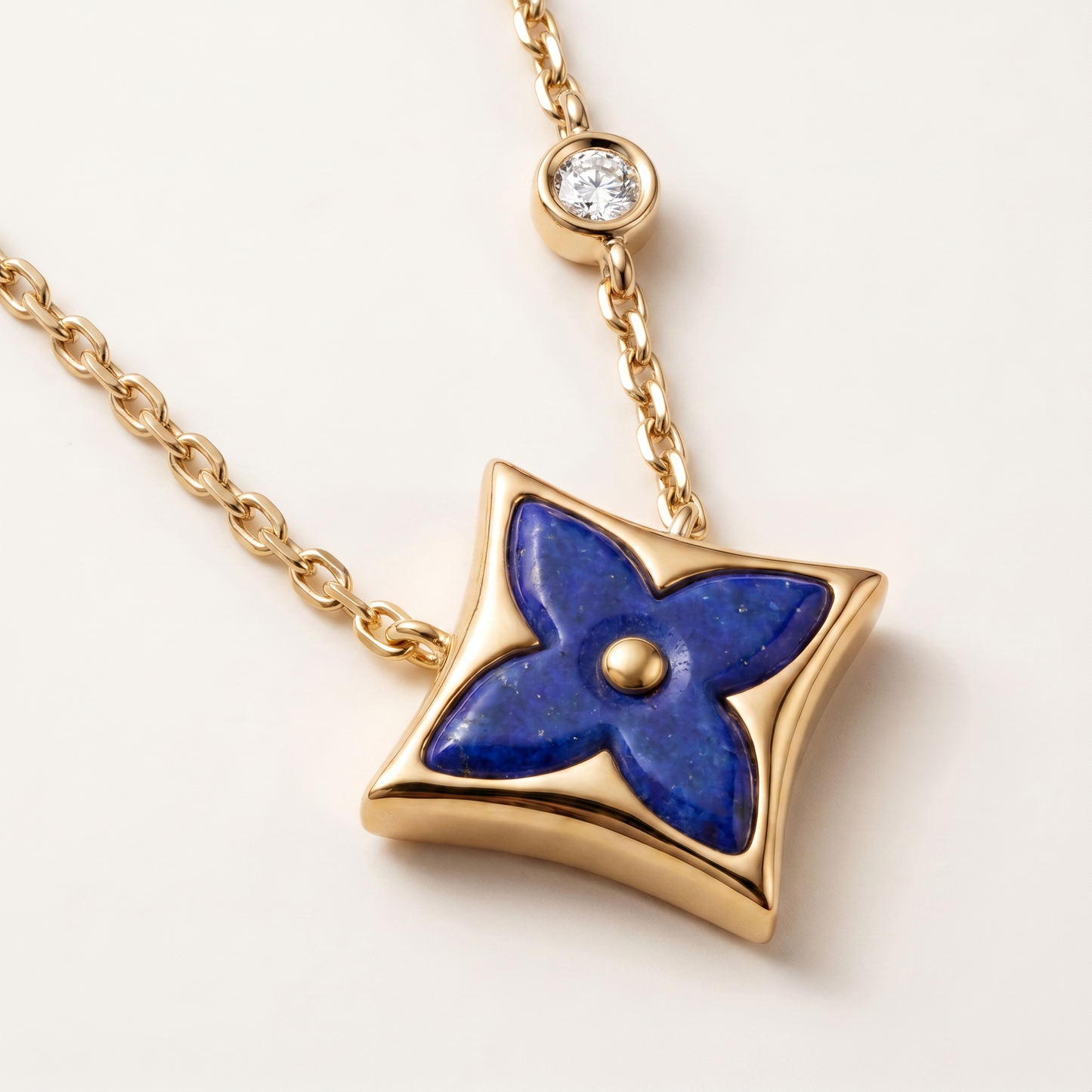 Color Blossom Blue 1 Diamond Inlay Star Necklace