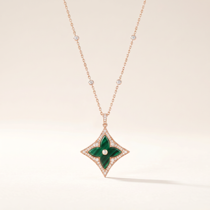 Color Blossom Green Inlay Star Necklace
