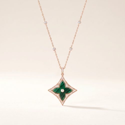 Color Blossom Green Inlay Star Necklace