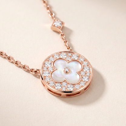 Color Blossom Pave Circle Necklace