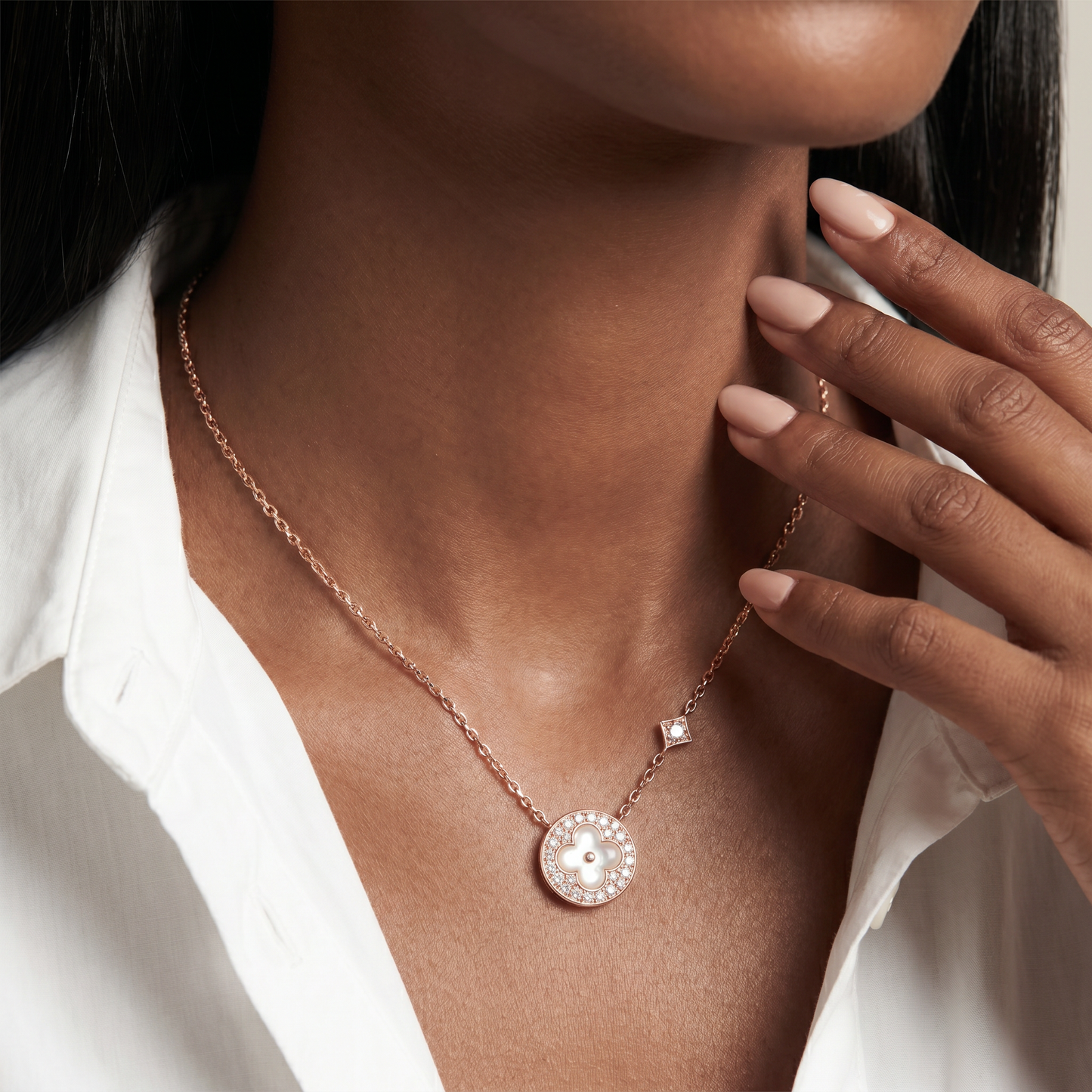 Color Blossom Pave Circle Necklace