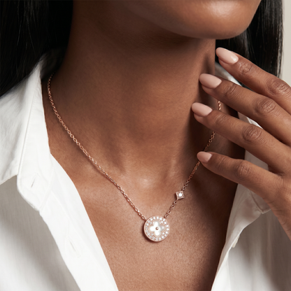 Color Blossom Pave Circle Necklace