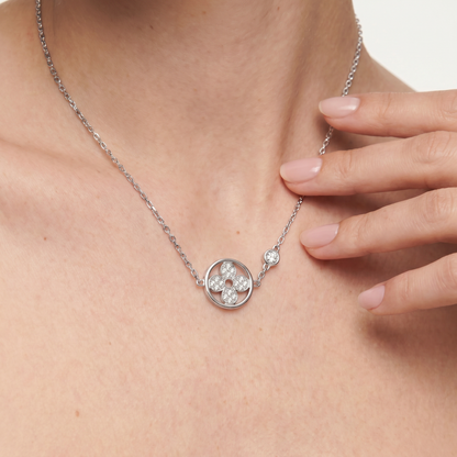 Color Blossom Pavé Diamonds Flower Pendant Necklace