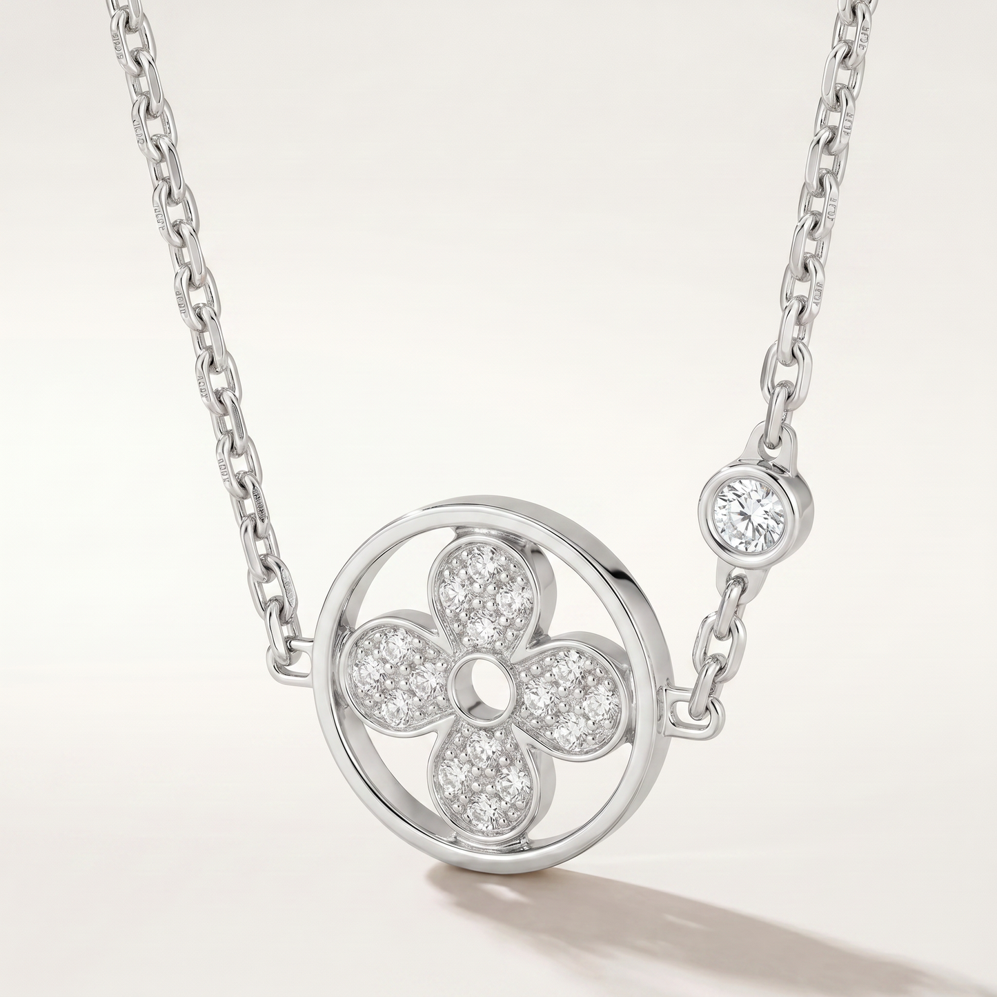 Color Blossom Pavé Diamonds Flower Pendant Necklace