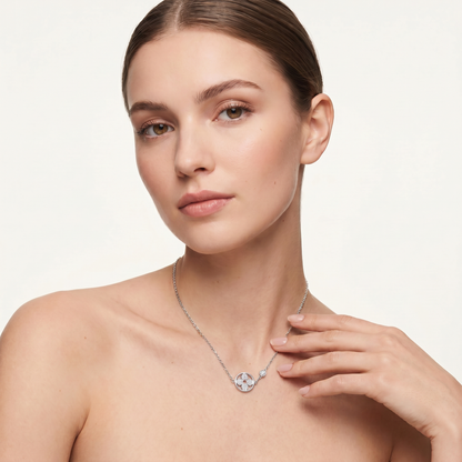 Color Blossom Pavé Diamonds Flower Pendant Necklace