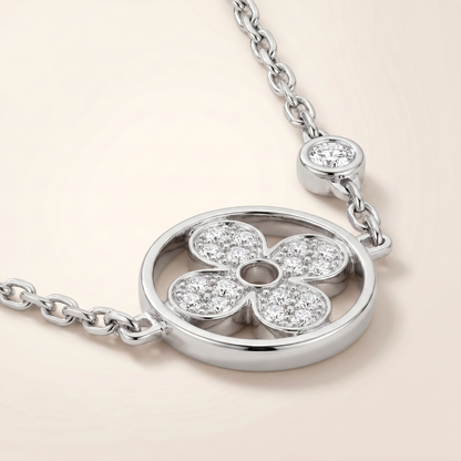 Color Blossom Pavé Diamonds Flower Pendant Necklace
