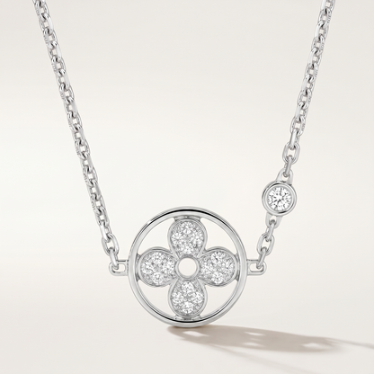 Color Blossom Pavé Diamonds Flower Pendant Necklace