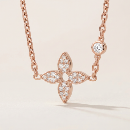 Color Blossom Pavé Diamonds Petal Necklace