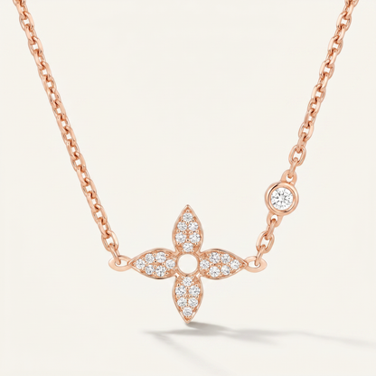 Color Blossom Pavé Diamonds Petal Necklace
