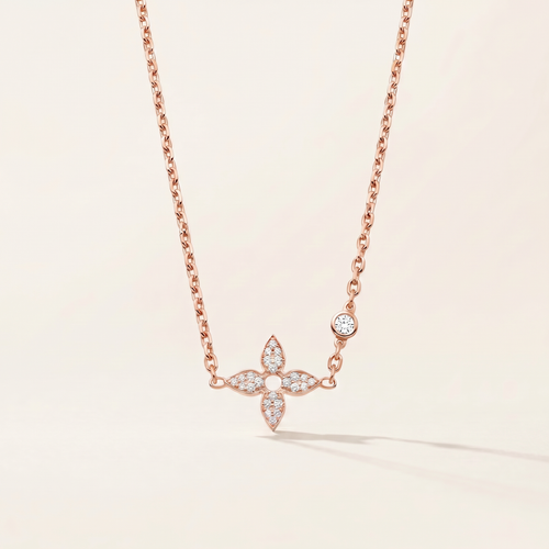 Color Blossom Pavé Diamonds Petal Necklace