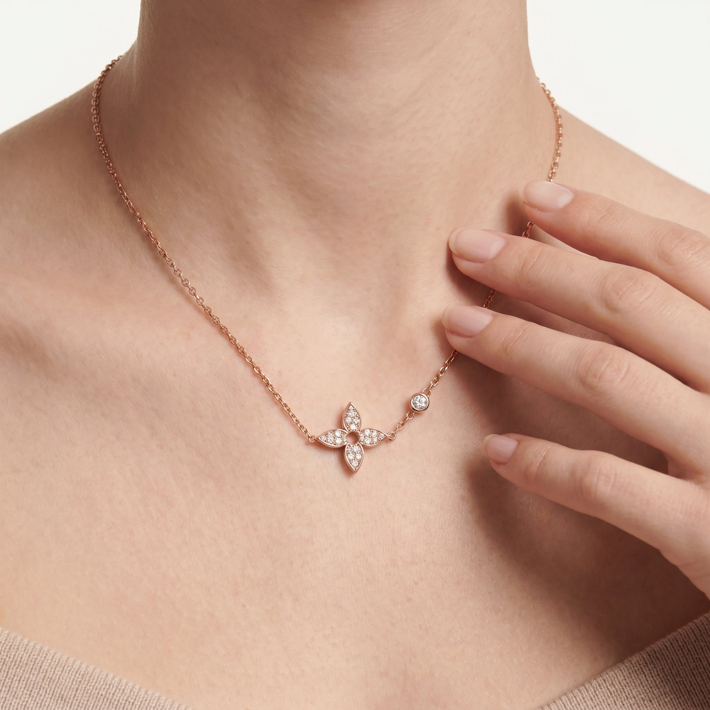 Color Blossom Pavé Diamonds Petal Necklace