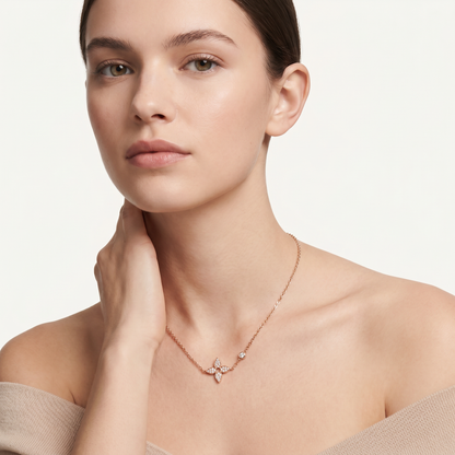 Color Blossom Pavé Diamonds Petal Necklace