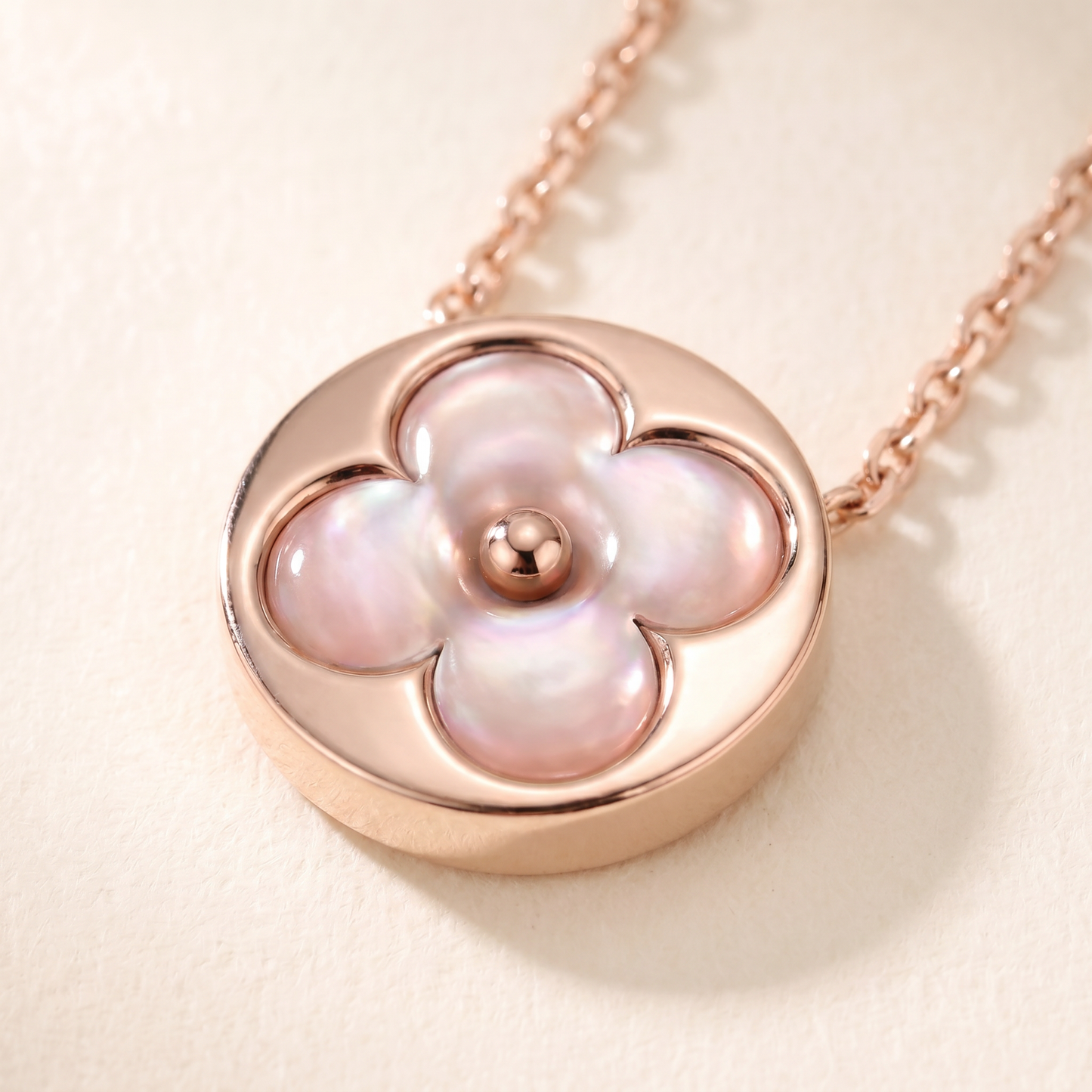Color Blossom Rose Inlay Round Necklace