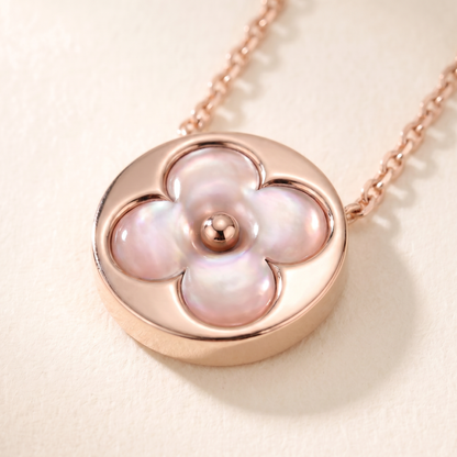 Color Blossom Rose Inlay Round Necklace