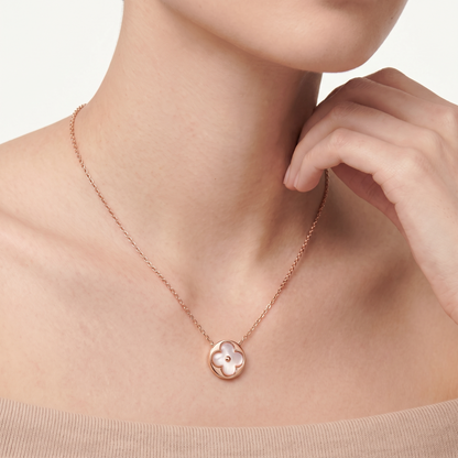 Color Blossom Rose Inlay Round Necklace