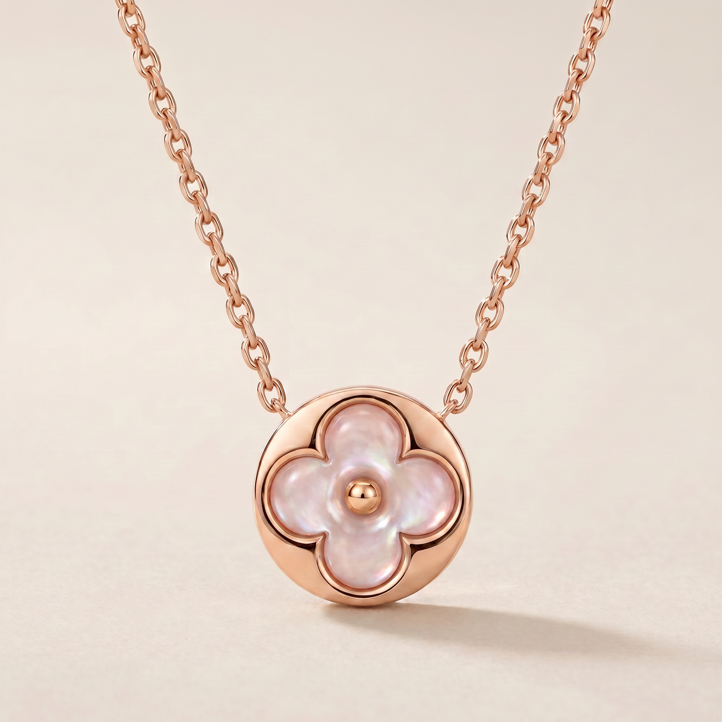 Color Blossom Rose Inlay Round Necklace