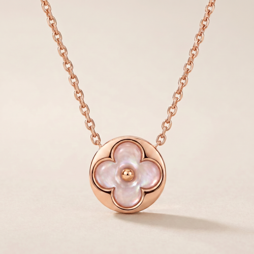 Color Blossom Rose Inlay Round Necklace